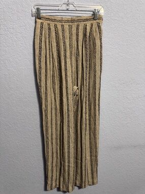 Talbots Vintage Beige and Navy Striped High Rise Wide-Leg Palazzo Pants